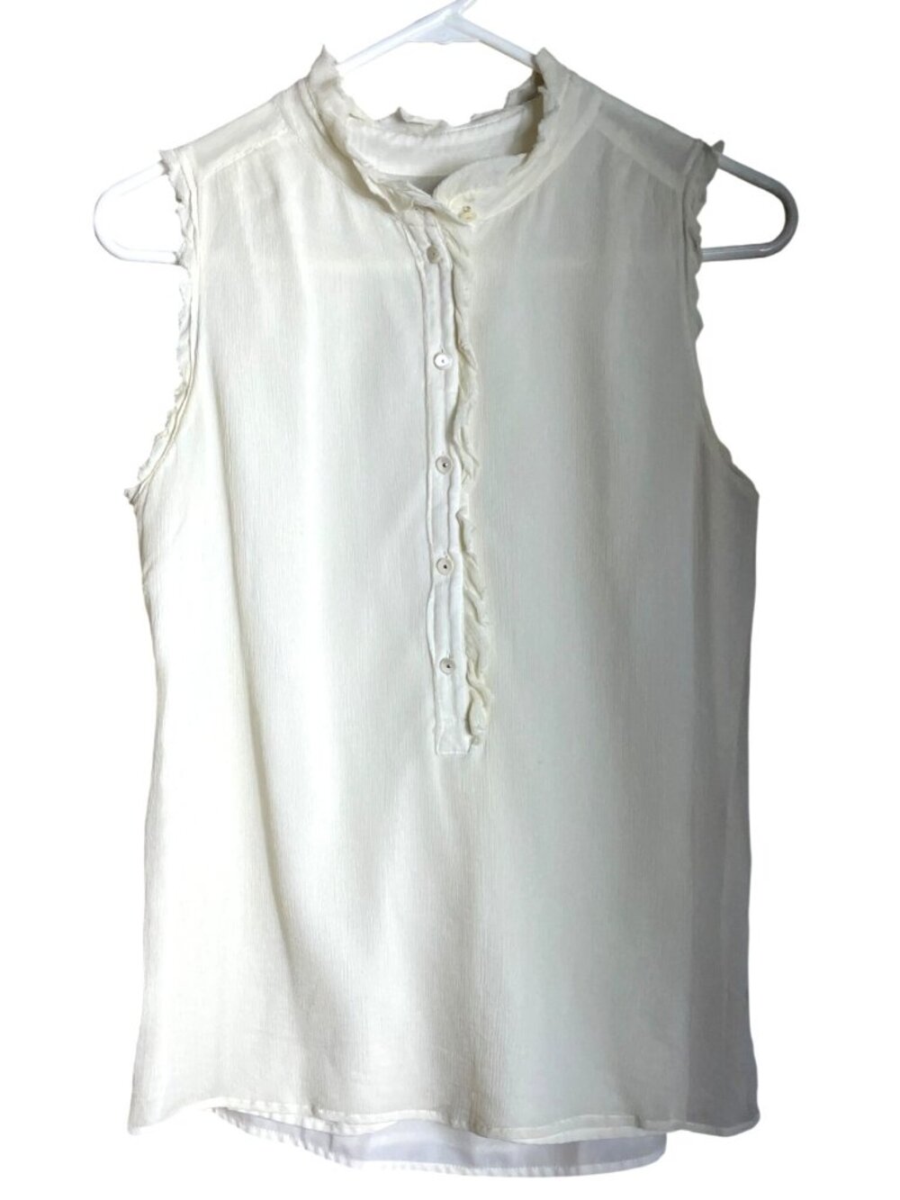 J Crew Cream Silk Top Fairycore Ruffle Dainty Layers Cottagecore Equestrian Wm 4
